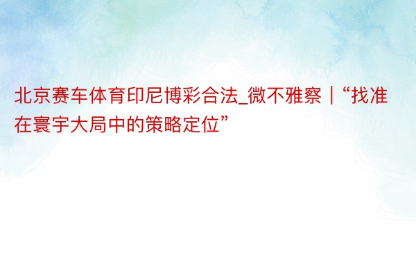 北京赛车体育印尼博彩合法_微不雅察｜“找准在寰宇大局中的策略定位”